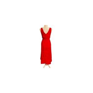 Cynthia Rowley Cherry Red linen dress Sleeveless V Neck Midi 8 Euro Summer New